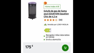 Estufa de gas llama azul