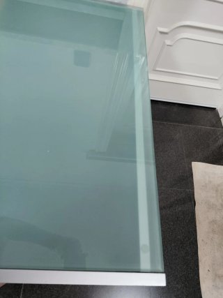 Mesa extensible salón cristal al ácido/aluminio