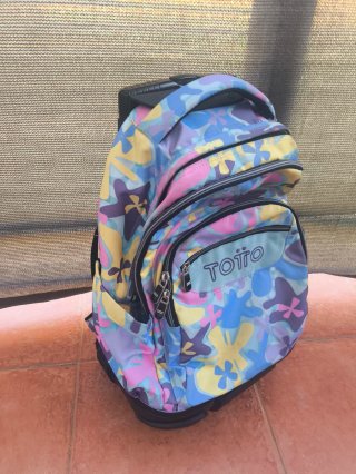 Mochila escolar Totto Renglones con ruedas Flores