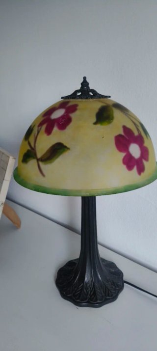 Lámpara de mesa cristal y metal Flores