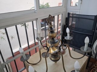 Lámpara araña vintage dorada 6 brazos