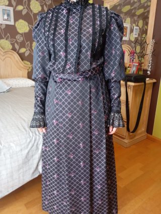 Traje Baturra Gala Negro Rosa Talla S-M