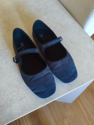 Manoletinas Zara Azul Talla 35