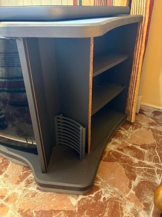 Mueble TV cristal y plástico negro/gris