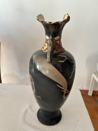 GranJarrón Oriental con Dragón Negro y Dorado 46cm