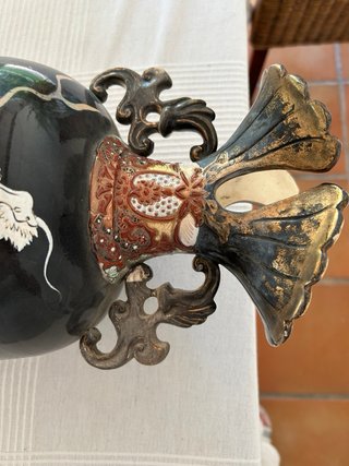 GranJarrón Oriental con Dragón Negro y Dorado 46cm