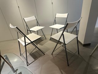 Set 4 Sillas Plegables Metal Blanco