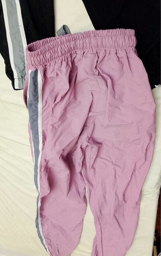 Pantalones deportivos niña rosa y gris