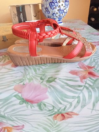 Sandalias Rojas Mujer con Brillantes