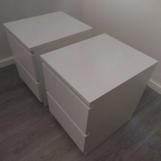Comodino IKEA MALM 2 Cassetti Bianco