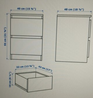 Comodino IKEA MALM 2 Cassetti Bianco