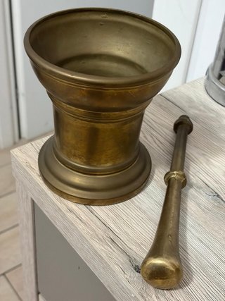 Mortaio e Pestello in Bronzo Antico