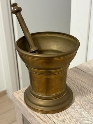 Mortaio e Pestello in Bronzo Antico