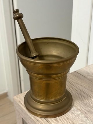 Mortaio e Pestello in Bronzo Antico