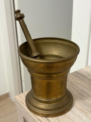 Mortaio e Pestello in Bronzo Antico