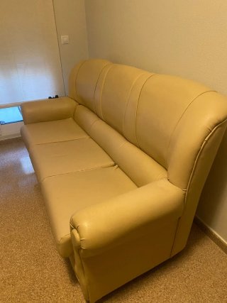 Sofá 3 plazas beige piel