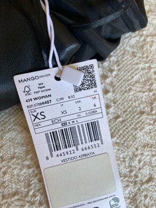 Vestido Mango Negro Talla XS