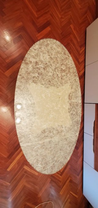 Mesa centro cristal y base columna