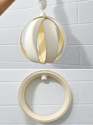 Lámpara colgante beige y blanca