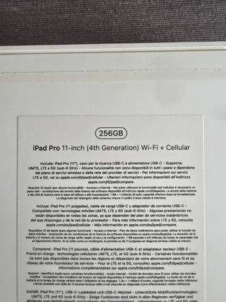 iPad Pro 11 4ª Gen 256GB Wi-Fi + Celular