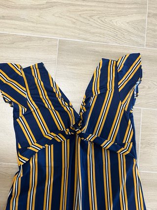 Mono rayas azul y dorado