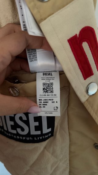 Chaqueta Bomber Diesel Beige con Parches