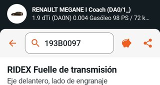 Fuelle transmisión RIDEX 193B0097 Renault Megane