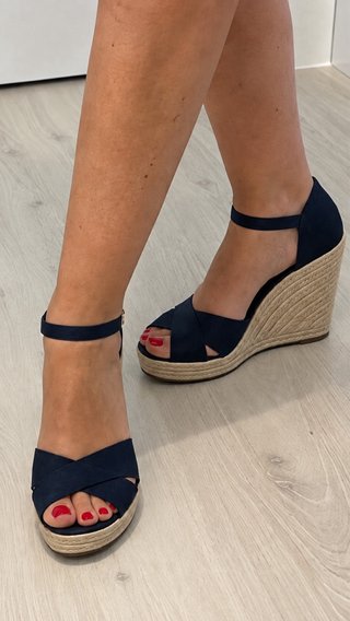 Zapatillas cuña esparto azul marino Tommy Hilfiger