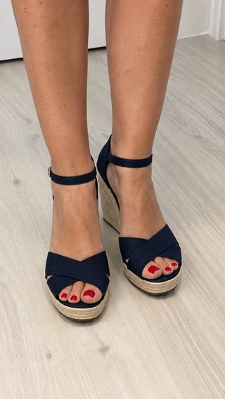 Zapatillas cuña esparto azul marino Tommy Hilfiger
