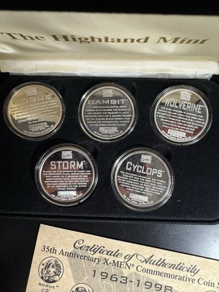 Set 5 Monedas Plata 999 X-Men Highland Mint 1998