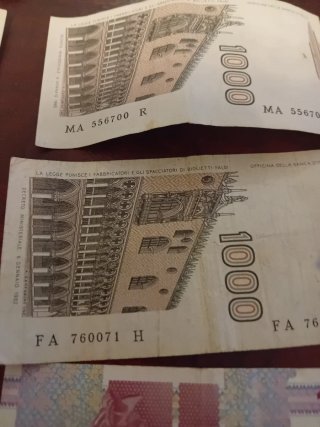 Set 7 Banconote Lire Italiane da Collezione