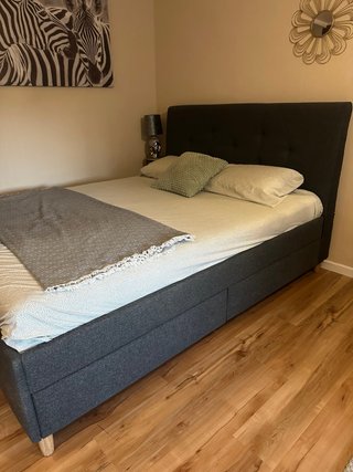 Cama tapizada con almacenaje y colchón