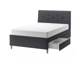 Cama tapizada con almacenaje y colchón