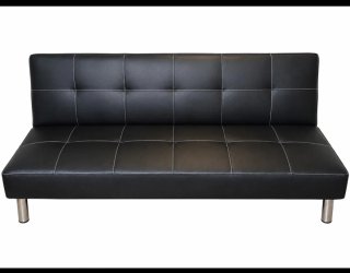 Sofá Cama Negro Piel Sintética