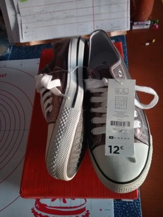 Zapatillas 36 TEX plateadas talla 36
