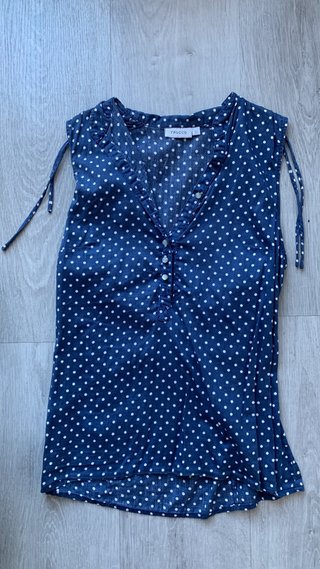 Blusa Trucco T.36 azul marino lunares