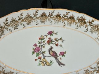 🇫🇷 Bandeja rabanera porcelana ave paraíso dorada
