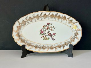 🇫🇷 Bandeja rabanera porcelana ave paraíso dorada