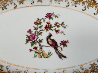 🇫🇷 Bandeja rabanera porcelana ave paraíso dorada