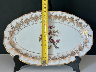 🇫🇷 Bandeja rabanera porcelana ave paraíso dorada