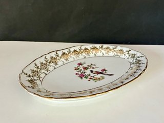 🇫🇷 Bandeja rabanera porcelana ave paraíso dorada