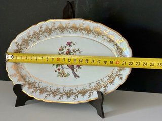 🇫🇷 Bandeja rabanera porcelana ave paraíso dorada
