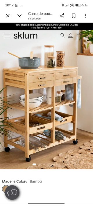 Mueble auxiliar Sklum bambú
