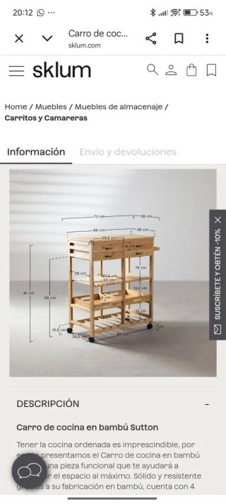 Mueble auxiliar Sklum bambú