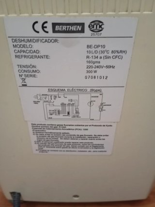 Deshumidificador Eléctrico Berthem 10L