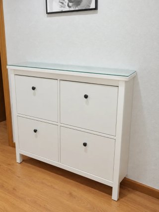 Zapatero Blanco Ikea con Tapa de Cristal