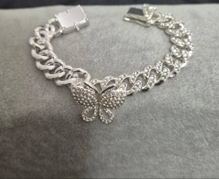 Bracciale donna farfalla strass argento