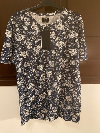 Camiseta Zara Lino Estampada Hombre