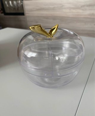 Joyero Manzana Transparente con Tapa Dorada