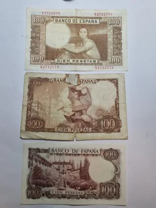 LOTE BILLETES 100 PESETAS 1953 1965 1970